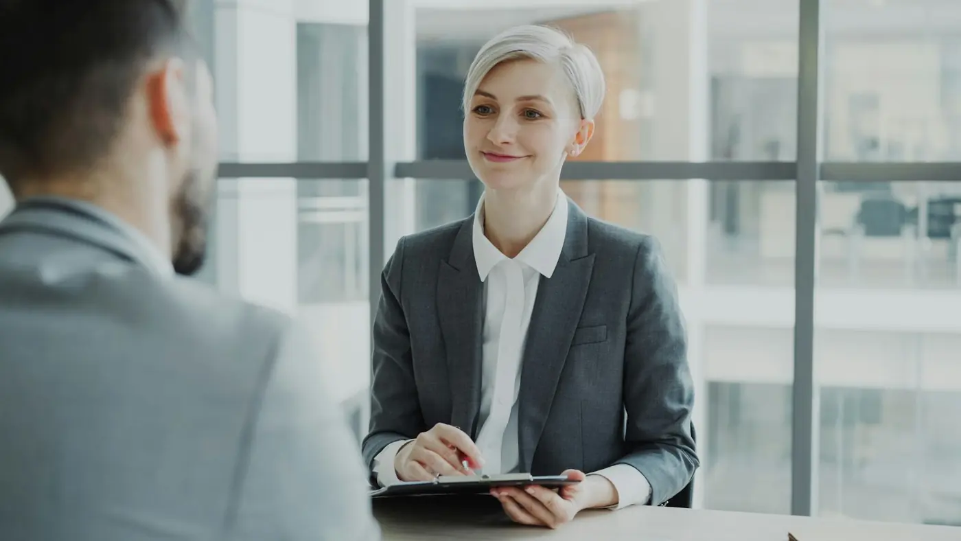 A job interview across a table